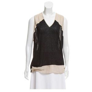 Helmut Lang Black & Cream Sleeveless Colorblock top Size: M